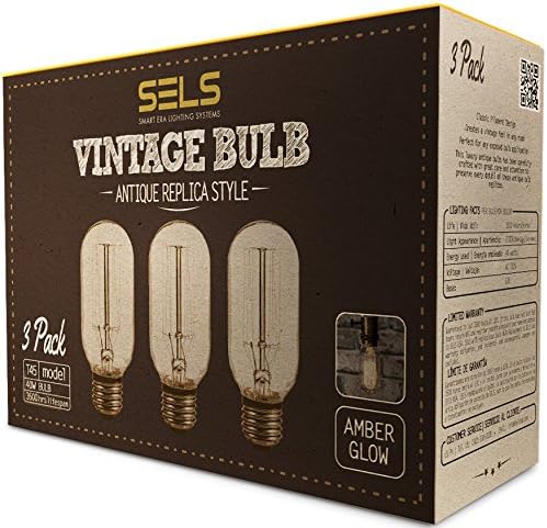 SELS LED T45 Szabályozható Vintage Edison-Izzó Kitett Szálban, 40 Wattos, E26 Standard Bázis (3 Csomag)