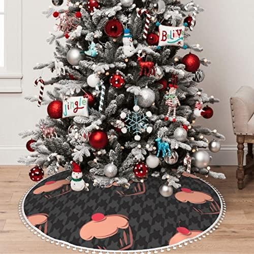 Karácsonyfa Szoknya Pom Trim houndstooth minta-Torta-Kockás-Rács Ünnep a Karácsony Otthon Dekoráció 30