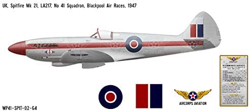 Aircorps Művészeti Spitfire Mk 21 Repülőgép Wall Art Matrica | Ajándék a Fiúk, a Pilóták | VILÁGHÁBORÚS Légi Gyerekszoba Dekoráció | Cserélhető,