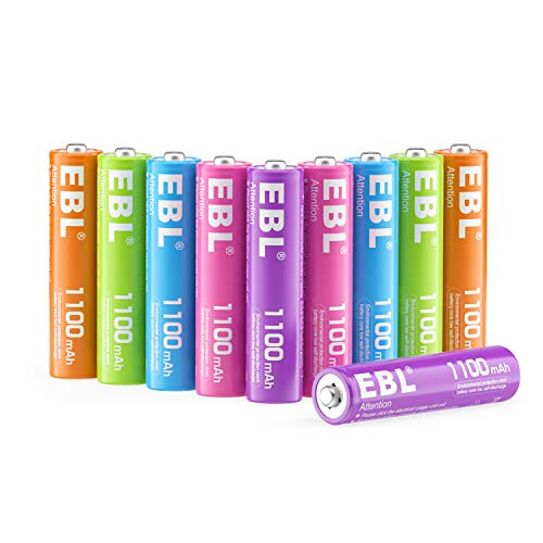 EBL AAA Újratölthető Akkumulátorok 1100mAh (10 Csomag 5 Színű Négyzetet), 1.2 V Ni-Mh Tripla AAA Akkumulátor