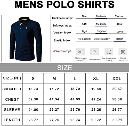 CEHT Mens Polo Pólók Rövid Ujjú & Hosszú Ujjú Pamut Golf Polo shirt Férfi Slim Fit Alkalmi Felsők