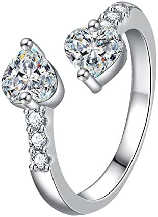 2023 Új Ékszer Dupla Szív Teljes Gyémánt Nyitott Gyűrű Aranyozott Gyűrű Pár Gyűrűt, Európában, Amerikában, Sztreccs Gyűrű Női Ékszerek (B,
