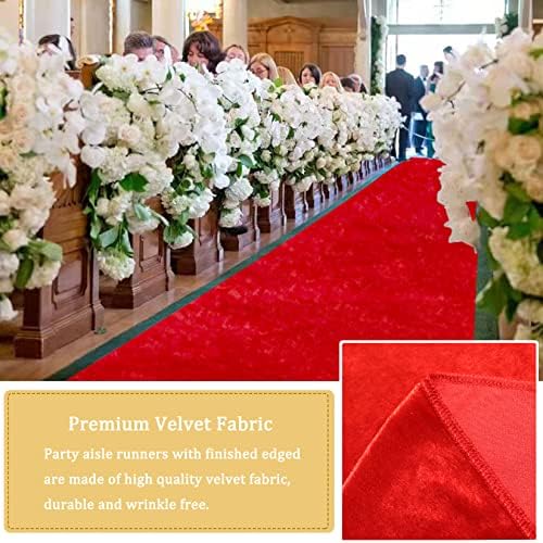 FANPROMS Vörös Szőnyegen ebben a Fél 5x25FT Esküvői Oltárhoz Futó Szőnyeg Bársony Folyosón Futó az Esküvő Dekoráció Vintage