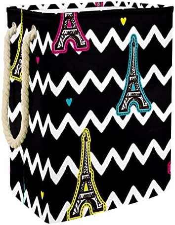 Inhomer Párizsi Eiffel-Torony Kitüntetéssel Nagy Szennyesben Vízálló, Összehajtható Szennyestartót Kosara, Ruházat, Játék Szervező,