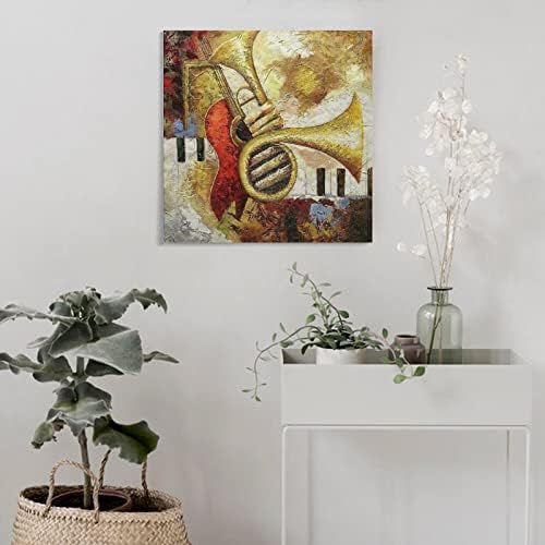Absztrakt Jazz Hangszer Vintage Poszter Étterem Bár Otthon Fali Dekor Poszter Nyomtatás Canva Vászon Festmény Wall Art Plakát