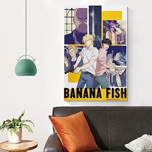 KBUYS Banán, Hal jó Anime Poszter HD Vászon Nyomatok Keretben Wall Art Dekor 16x24inch(40x60cm)