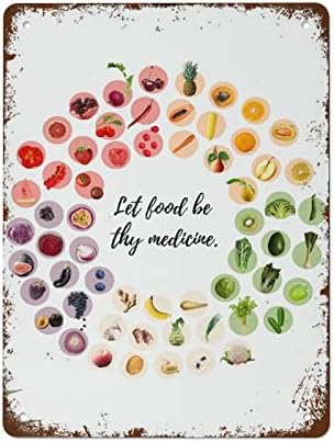 Hagyd, hogy Étel Legyen a Gyógyszer, Színes Zöldség-Gyümölcs Táplálkozás Plakát Művészet Fém Adóazonosító Jel Konyha Dekor Vegán,