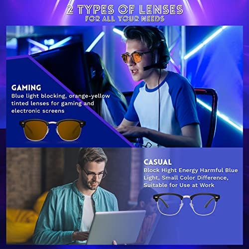 Rutony Számítógép Kék Fény Szerencsejáték Szemüveg 3 Pack Játék Szemüveg Férfiak, Nők, Szakmai Szűrő Objektív, Anti-Fáradtság