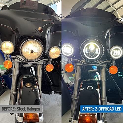 Z-OFFROAD 7 Black Halo-LED Fényszóró + 4-1/2 Köd Tompított lámpa, DRL Motorkerékpár Fényszóró Készlet Készlet Kompatibilis A Harley Davidson