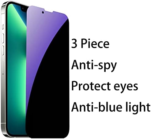 BWEDXEZ 3 Csomag Anti-Kék Adatvédelmi Edzett Üveg Ruha iPhone 14 Plus/iPhone 13 Pro Max Anti-Spy képernyővédő fólia Anti-Kukkoló