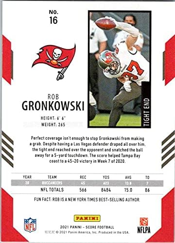 2021 Pontszám 16 Rob Gronkowski Tampa Bay Buccaneers NFL Labdarúgó-Trading Card