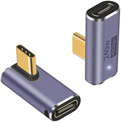 Poyiccot, derékszögű, USB C-USB C Adapter 240W, 90 Fokos USB-C Adapter 40Gbps, 8K USB-Férfi C-USB C Nő C Típusú Bővítő Adapter LED