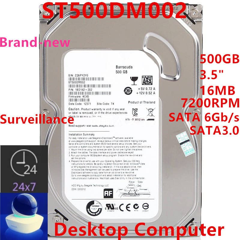 HDD 500GB 3,5 SATA 6 Gb/s 16MB 7200RPM a Belső Merevlemez-Asztali Számítógép, HDD ST500DM002
