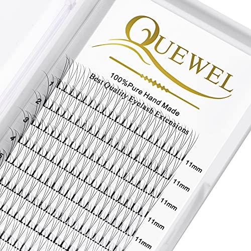 QUEWEL Kötet Lash 3D Fájlokat 0.10 mm C-Curl 11mm Rövid Szár előre elkészített Rajongói Lágy|Optinal 3D|4D|5D|6D|7D|8D 0.07/0,10