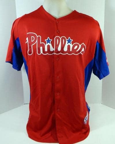 2011-13-as Philadelphia Phillies Deivy Grullon 10 Játék Használt Piros Mez ST BP 46 01 - Játék Használt MLB Mezek