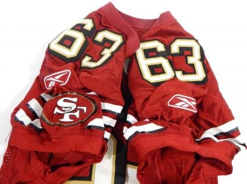 2005-ben a San Francisco 49ers Norm Katnik 63 Játék Kiadott Piros Mez 48 DP37148 - Aláíratlan NFL Játék Használt Mezek