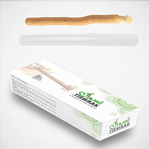TISWAAK - Csomag 8 Miswak Stick Természetes Fogfehérítő Készlet – Muszlim Természetes Ízű Növényi Fogkefe Miswak Botok Vákuum Lezárt tartó