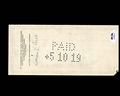 William Veeck PSA DNS Aláírt x2 Chicago Cubs Ellenőrizze 5-9-1919 Autogramot