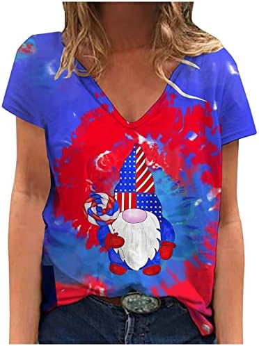 Július 4-Maximum Női Amerikai Zászlós Póló Ing, Rövid Ujjú, V-Nyak Hazafias Tshirts Függetlenség Napja Blúzok