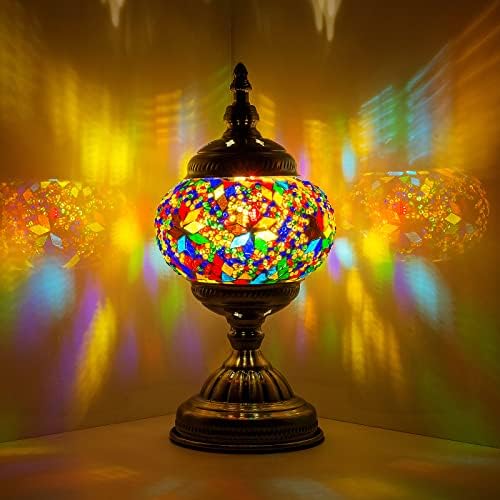 NC török Mozaik Üveg Colorfur Dekoratív asztali Lámpa Marokkói Lámpás Room Decor Éjszakai Fény Nappali, Hálószoba (Multi-Színes A)