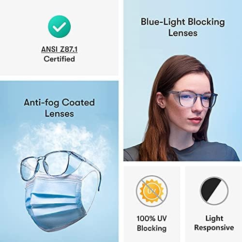 LeonDesigns Biztonsági Szemüveg Anti-köd Kis méret Kék Fény Blokkoló UV400 ANSI Z87.1 Minősített Gyerekek Szemvédelem Védőszemüveg