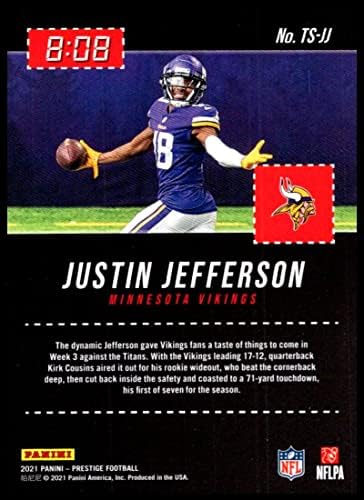 2021 Panini Prestige időbélyeggel 4 Justin Jefferson Minnesota Vikings Hivatalos NFL Labdarúgó-Trading Card Nyers (NM vagy Jobb) Feltétel