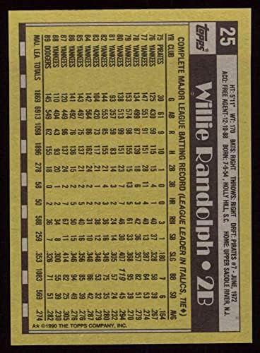1990 Topps 25 Willie Randolph Los Angeles Dodgers (Baseball Kártya) NM/MT Dodgers