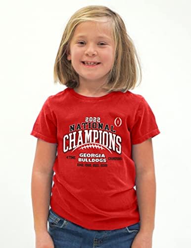 Kék 84 Unisex Gyerek NCAA Hivatalosan Engedélyezett Georgia Bulldogs bajnokcsapat T-Shirt 2022-2023 Piros Fűzővel