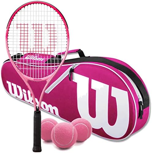 Wilson Éget Rózsaszín Junior Teniszütő Csomagban egy Előnye II Ütő Tartót, valamint egy Rózsaszín Tenisz Labdák