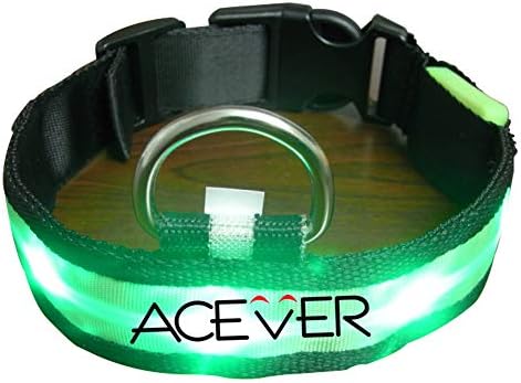 EliteShine Divatos LED Biztonsági Állítható Nylon Nyakörvet, Pórázt (Zöld, S, M, L, XL)