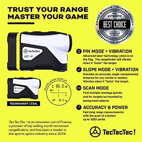 TecTecTec MIATT-X Nagy Pontosságú Golf Távolságmérő, Lézer Tartomány Kereső Távcső a 6X Nagyítás, Lejtő Mód, Rezgés, Folyamatos Beolvasás