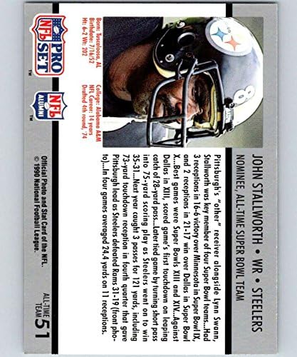 1990 Pro Set NFL Labdarúgó-Super Bowl 16051 John Stallworth Pittsburgh Steelers Hivatalos Kártyára a Nemzeti Futball Liga