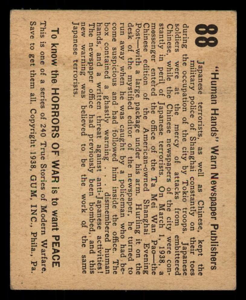 1938-ban a Háború Borzalmait 88 Emberi Kéz Figyelmeztetni Újság Kiadó (Kártya) (Nem Promóciós Pecsétet vagy Felülnyomás Vissza