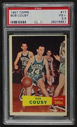 1957 Topps 17 Bob Cousy Boston Celtics (Kosárlabda Kártya) PSA a PSA 3.50 Celtics Szent Kereszt