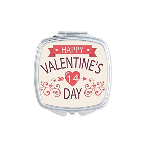 Vörös Boldog Valentin Nap 14 Szív Nyíl Tükör Hordozható Kompakt Zsebében Smink Kétoldalas Üveg