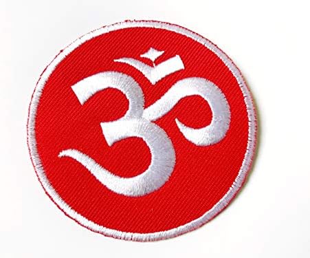 Aum Om Ohm Hindu Hindi Hinduizmus, Jóga Piros jelmeztervező Szimbólum Applied Hímzett Varrjuk fel a Vas a Patch Hátizsákok Farmer Kabát