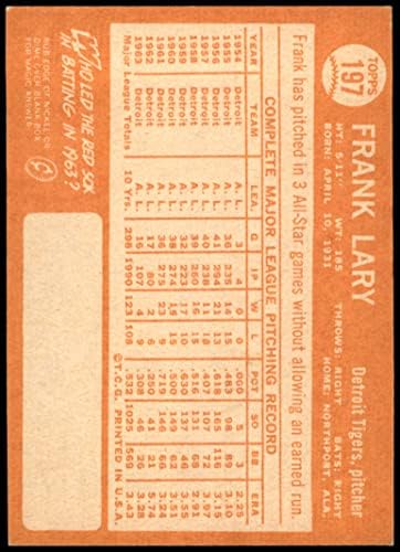 1964 Topps 197 Frank Lary Detroit Tigers (Baseball Kártya) NM/MT Tigrisek