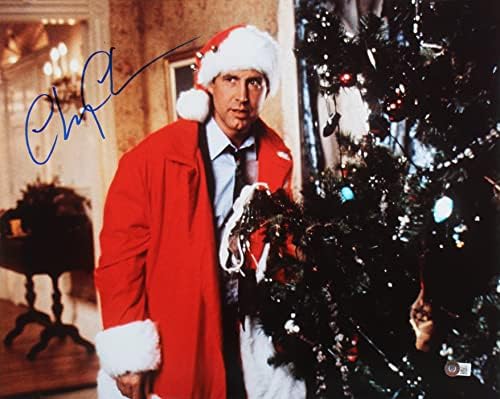 Chevy Chase Karácsonyi Vakáció Aláírt 16x20 Vízszintes Fa Fotó BAS Tanúja