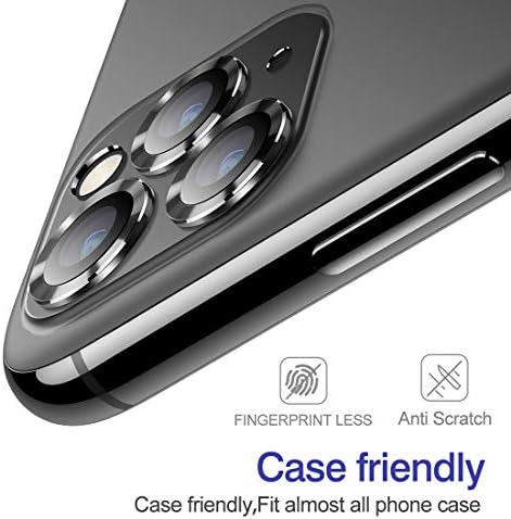 Buluby iPhone 11 Pro Max/11 Pro Kamera Lencséjét Védő,Prémium Edzett Üveg Alumínium Ötvözet Lencse Képernyő Fedél Film (Space Szürke)