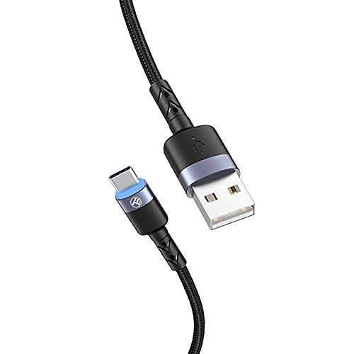 TELLUR adatkábel USB-C-Típusú LED, 3A, 1.2 m (Fekete)