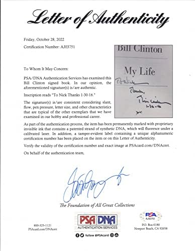 Bill Clinton elnök Aláírta Autogramot Az Életem 1. Kiadás/1. Hiba a Nyomtatás Könyv PSA/DNS-COA