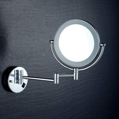 Falra Szerelhető Smink Tükör Tükör Fali Tükör 3X Nagyítás Kozmetikai Tükör Kétoldalas Forgatható, Kihúzható LED Fürdő, Gyógyfürdő,