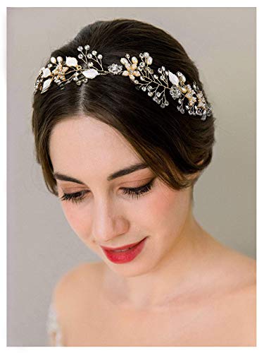 SWEETV Esküvői Fejpánt Virág Menyasszonyi Headpieces Esküvői Haj Kiegészítők Menyasszony Haját Db Kristály Gyöngy, Haja Szőlő