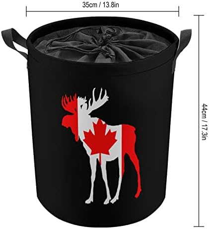 A jávorszarvast Zászló Kanada 42L Kerek Szennyes Kosár Összecsukható Ruhát Akadályozza a Tetején Összehúzható