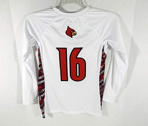 Női Uni a Louisville Cardinals 16 Játékban Használt LS Fehér Jersey Lacrosse M 3588 - Meccs Használt