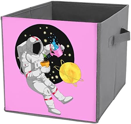 Funy Űrhajós a Hold Összecsukható Anyag Tároló Kocka Box 11 Inch Összecsukható Tárolók fogantyúval