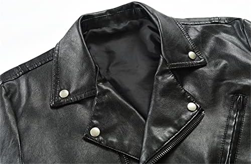Maiyifu-GJ Férfiak Ál Bőr Motoros Kabát Vintage Bevágott Hajtóka Pu Motoros Kabát Könnyű, Aszimmetrikus Cipzár Slim Outwear