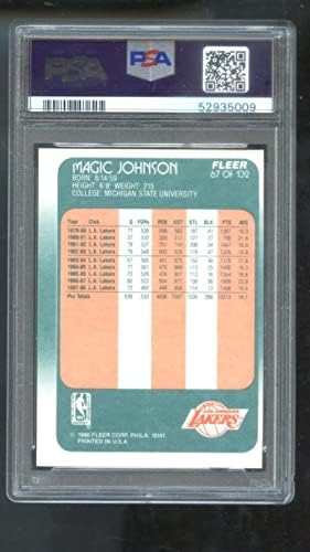 1988-89 Fleer 67 Magic Johnson PSA 6 Osztályú Kosárlabda Kártya NBA 1988 1989-ben a Los Angeles Lakers
