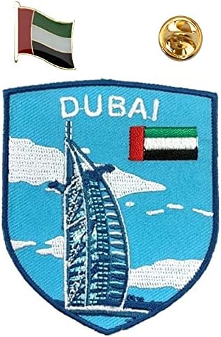 Egy-EGY - Dubai A Burj Al Arab Hímzett Ptach+egyesült arab EMÍRSÉGEK Zászlót Kitűző, Vitorlás Hotel Applied Arab Mérföldkő
