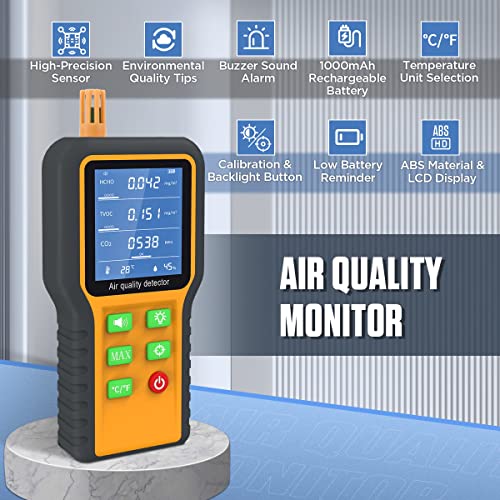A levegő Minősége a Monitor a Beltéri Otthon a Levegő Minősége Teszter Analyzer CO2-Mérő Hordozható Szén-Dioxid-Formaldehid Érzékelő